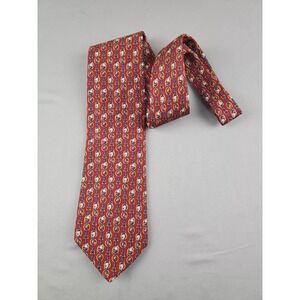 Dormeuil Men Neck Ties Red Geometric Silk Dry Clean Italy Designer Handmade